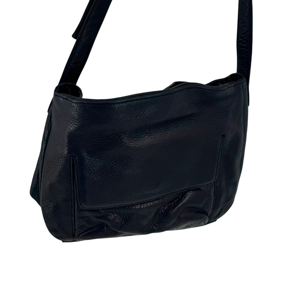 Stone Mountain Crossbody Bag Women Medium Black Pebbled Leather Multi-Pocket